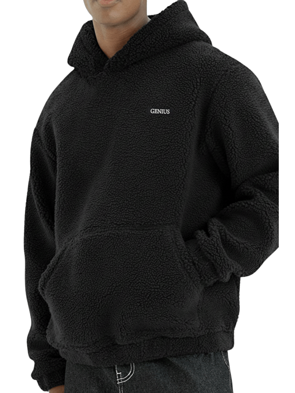Genius Store Erkek Polar Sherpa Kuzu Kumaş İçi Şardonlu Kapüşonlu Sweatshirt SHERPA-KAP