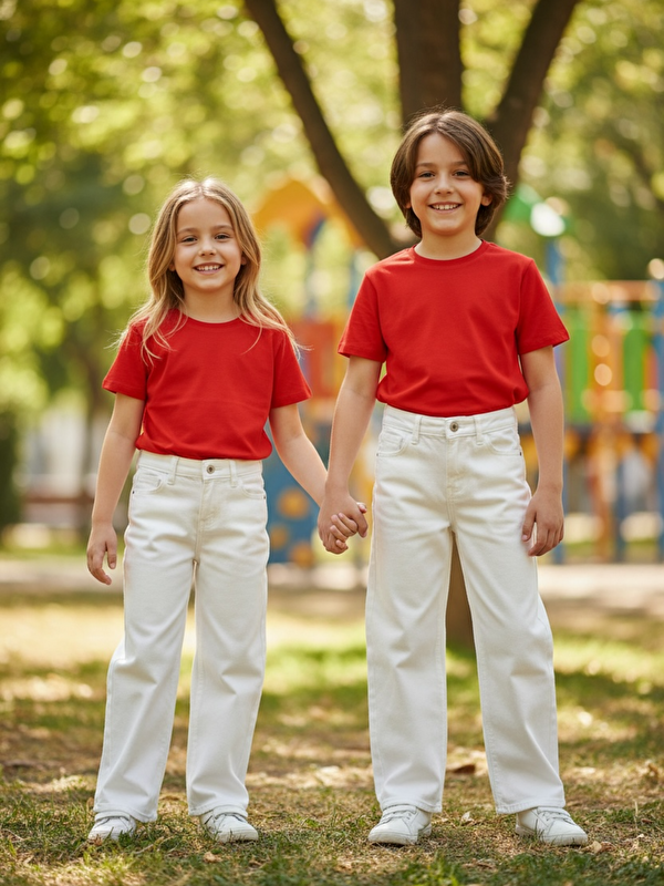 A.S.L GOLF CLUB Unisex Çocuk Beyaz Pantolon
