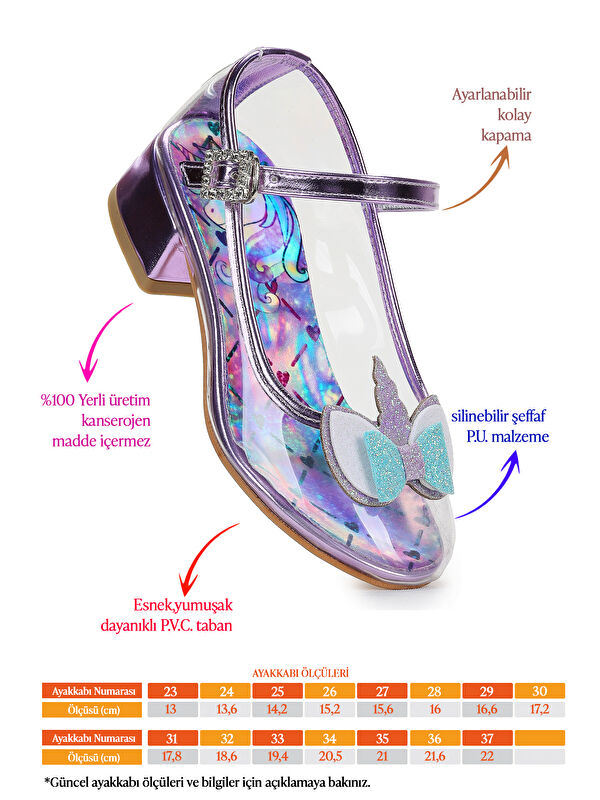 Kız Çocuk Topuklu Abiye Şeffaf Ayakkabı - Görsel 3