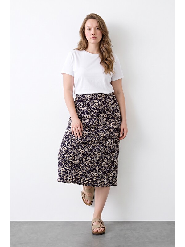 Stil Diva Beli Lastikli Esnek Maxi Etek