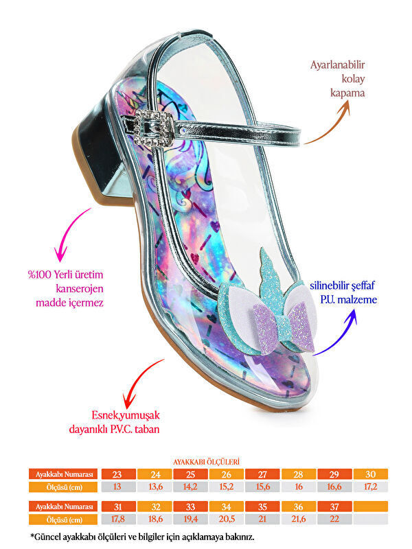 Kız Çocuk Topuklu Abiye Şeffaf Ayakkabı - Görsel 3