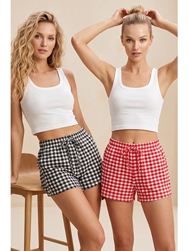 Siyah İnci 2'li Mevsimlik İnce Örme Şortlu Pijama Altı 8064