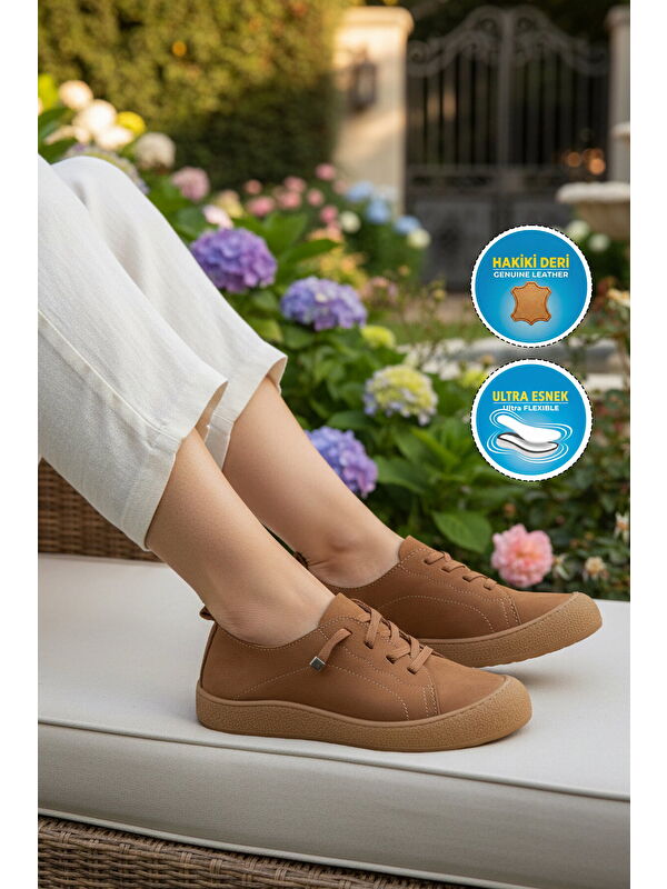Ayakmod Bej Ayakmod Hakiki Deri Kadın Casual Ayakkabı 232 Z