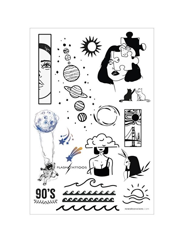 New Obsessions Saturn ve Cool Desenler Geçici Dövme