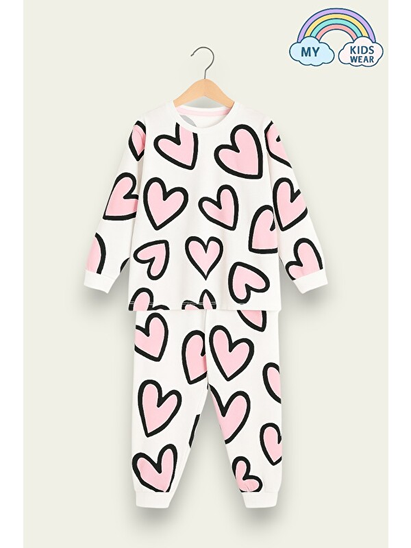 My Kids Wear Çocuk Pamuklu Desenli İkili Pijama Takımı 4-8 Yaş 12230