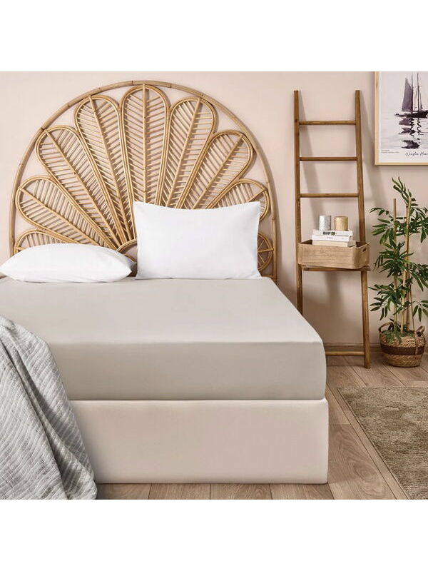 Evidea Soft Basic Çift Kişilik Düz Kenar Çarşaf - Bej - 240x260 cm