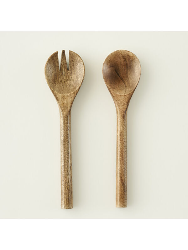 Bella Maison Wooden Mango Salata Servis Seti Kahverengi (28x7 cm)