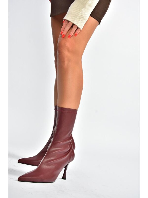 Bordo Kadın Bot T752582409 - Görsel 4