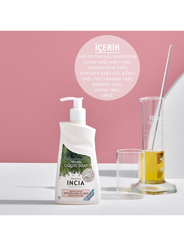 INCIA %100 Doğal Sıvı Kastil Sabunu Hassas Ciltler İçin Zeytinyağlı 10 Bitkisel Değerli Yağ Vegan 250 ml