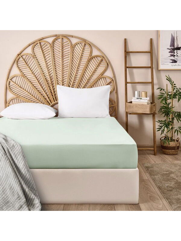 Evidea Soft Basic Çift Kişilik Düz Kenar Çarşaf - Yeşil - 240x260 cm