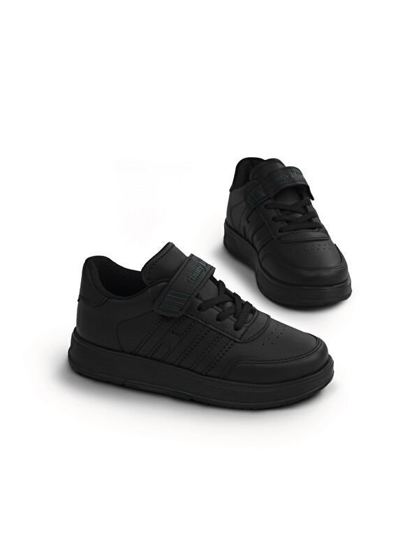 TONNY BLACK Çocuk Unisex Siyah Rahat Kalıp Düz Hafif  Tabanlı Sneaker