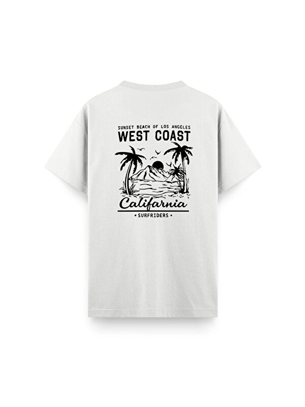 Oksit Beyaz West Coast Surfriders California Baskılı Erkek Unisex  Tişört Büyük Beden Tshirt-20063