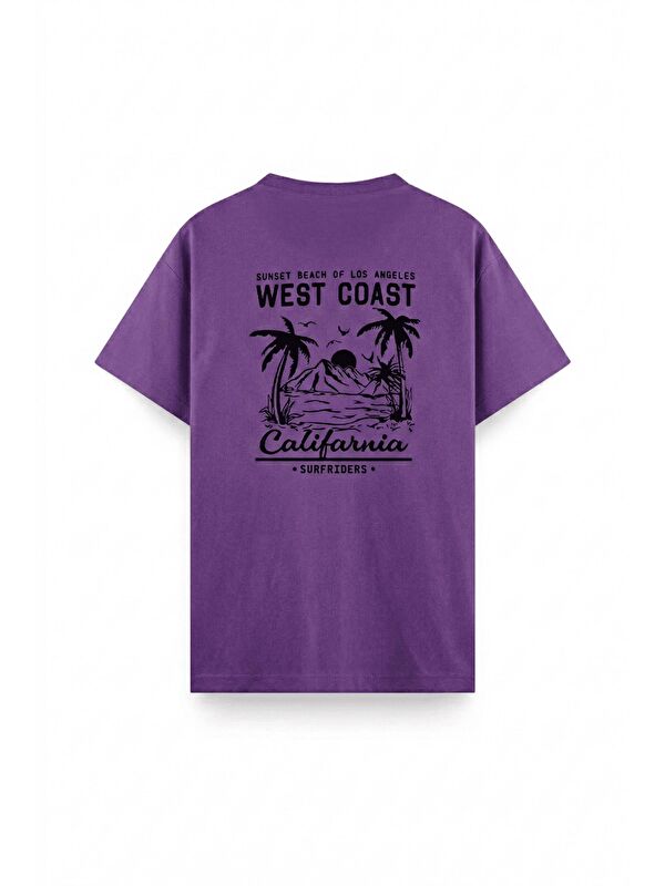 Oksit Mor West Coast Surfriders California Baskılı Erkek Unisex  Tişört Büyük Beden Tshirt-20042