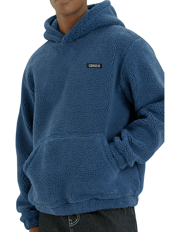 Genius Store Erkek Polar Sherpa Kuzu Kumaş İçi Şardonlu Kapüşonlu Sweatshirt SHERPA-KAP