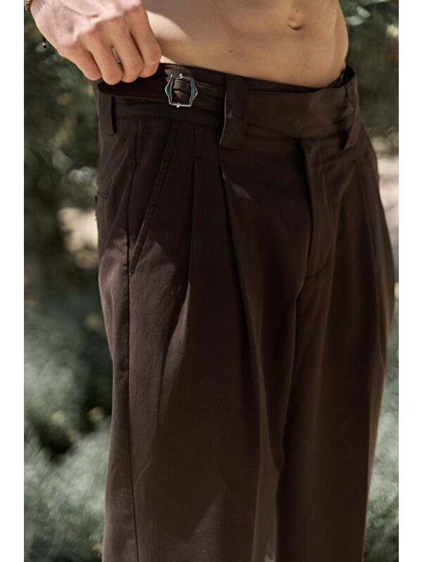 Mai Collection Enrico Kemer Detay Kahve Erkek Pantolon