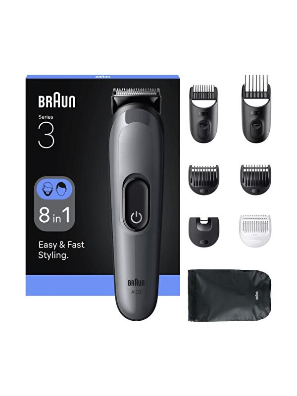 Braun AIO3540 Hepsi Bir Arada Series 3, 8’i 1 arada Tıraş Kiti, Keskin Bıçak, 14 Uzunluk