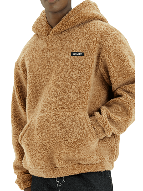 Genius Store Erkek Polar Sherpa Kuzu Kumaş İçi Şardonlu Kapüşonlu Sweatshirt SHERPA-KAP