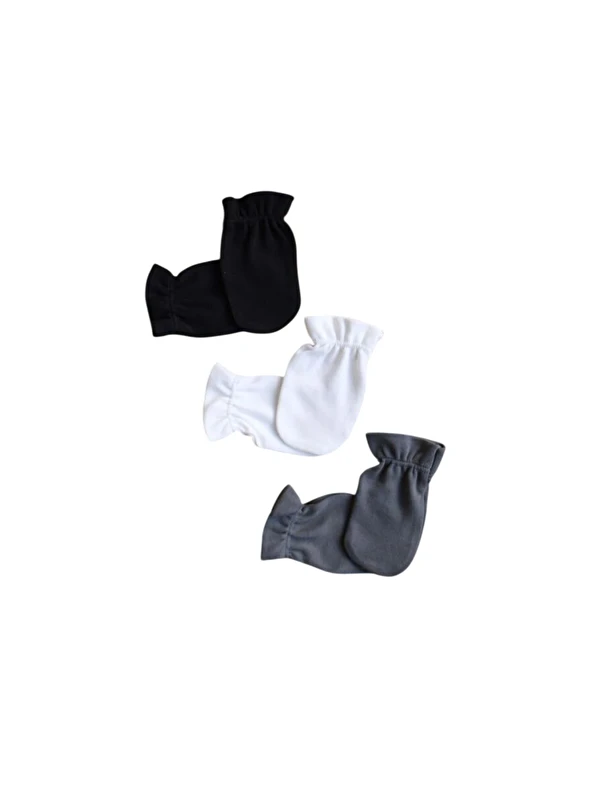 Oh La La Koala For Little Ones 3lü Siyah-Antrasit-Beyaz Yenidoğan Eldiven Set