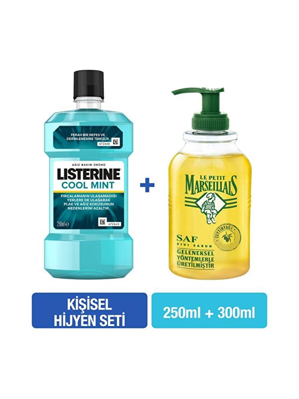 Le Petit Marseillais Listerine Cool Mint 250 ml + Zeytinyağı Sıvı Sabun 300 ml Hijyen Seti