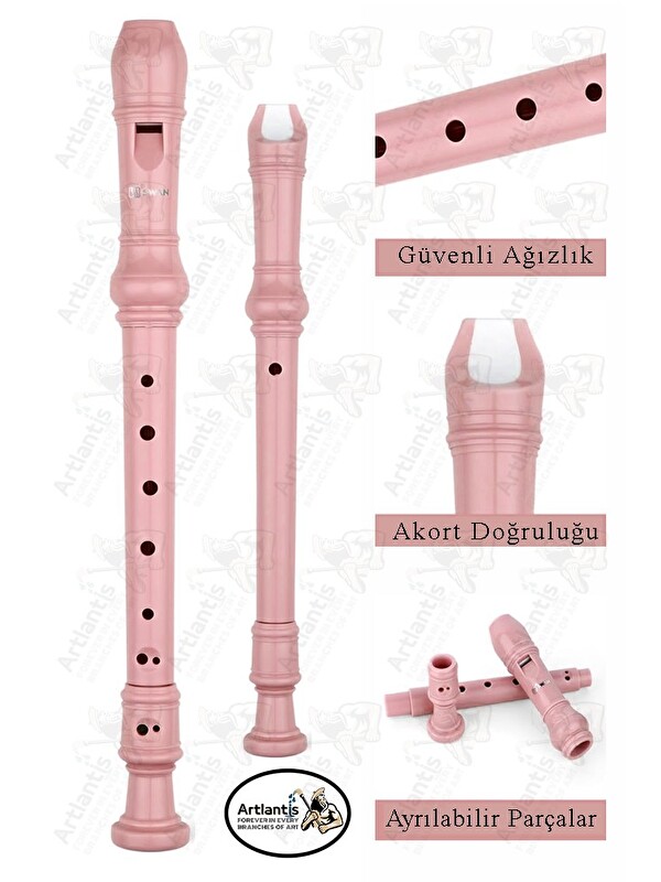 Artlantis Flüt Blok 1 Adet Helvacıoğlu Renkli Blok Flüt Abs Plastik 3 Parça Kaliteli Net ve Yüksek Ses Kalites