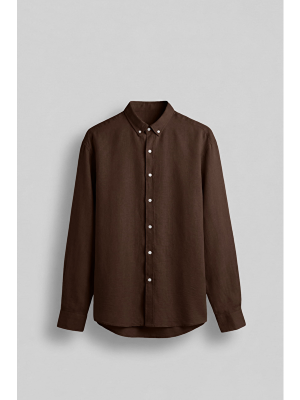 Abluka Online Erkek Oversize Basic Rahat Gömlek Acı Kahve