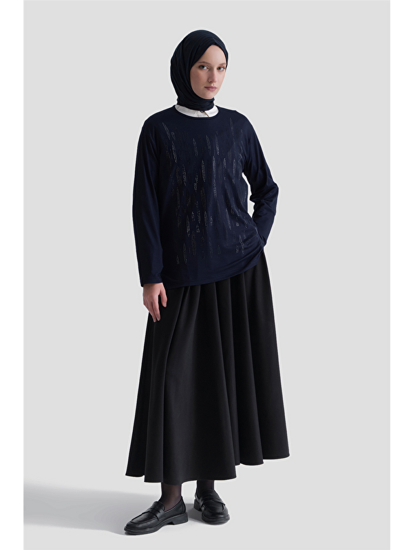 ARMİNE Penye Lacivert Anne Bluz