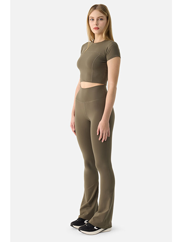 Superstacy Liora Yumuşak Kumaş Geniş Paça Haki Tayt Pantolon