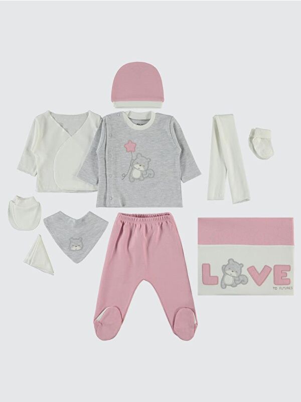 Civil Baby Yıldız Ayıcık Nakışlı Zıbın Setleri - Pembe 0-1 Ay