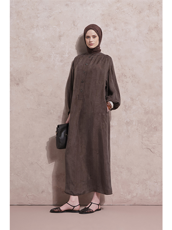 ARMİNE Oversize Kupra Elbise Kakao