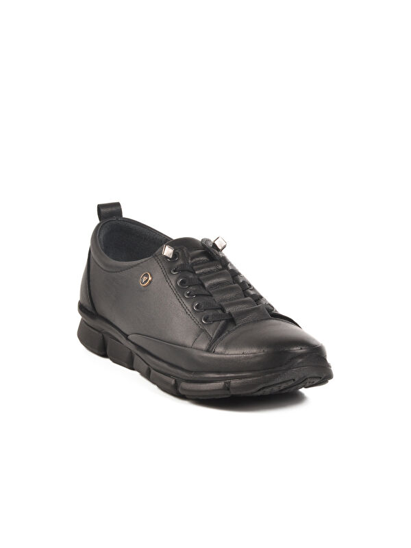 Siyah Hakiki Deri Anatomik Kadın Casual Ayakkabı 605 Z - Görsel 4