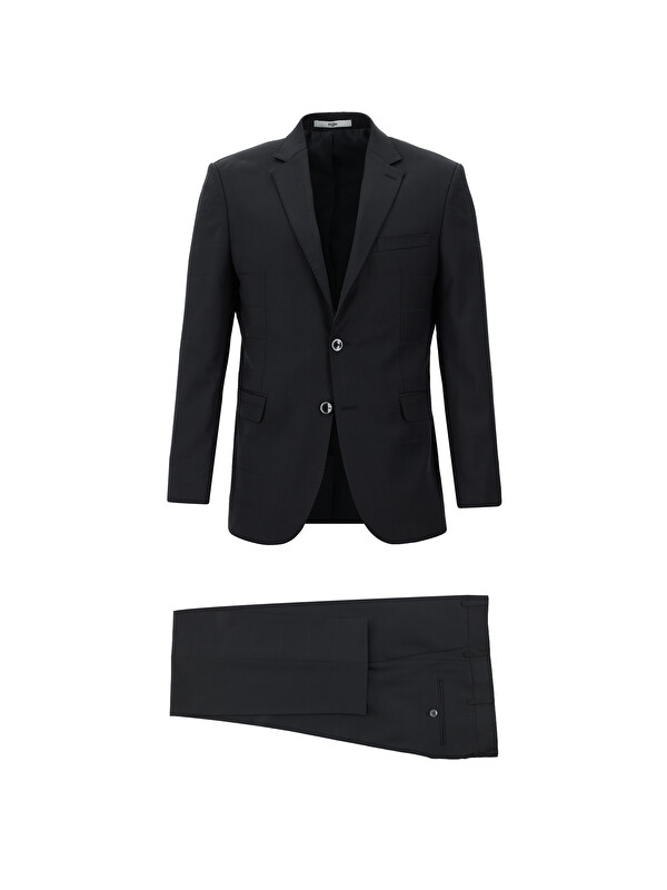 Kiğılı Slim Fit Dar Kesim Yünlü Klasik Kareli Takım Elbise