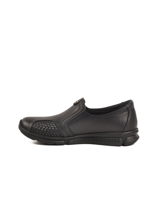 Siyah Hakiki Deri Anatomik Kadın Casual Ayakkabı 609 Z - Görsel 3