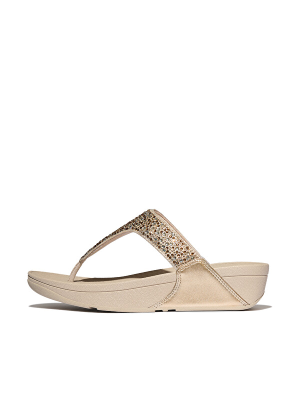 Fitflop Kadın Bej Sarı Taşlı Parmak Arası Terlik