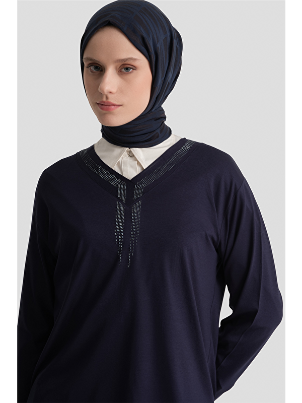 ARMİNE Penye Lacivert Anne Bluz
