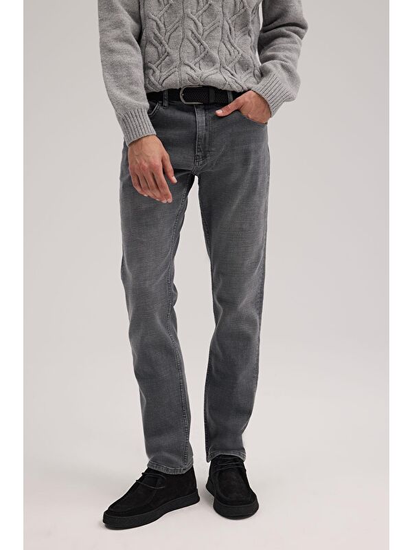 JAKAMEN Gri Comfort Fit Pamuklu Esnek Jean Pantolon