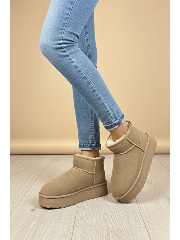 Frz F2150 Süet Içi Kürklü Yünlü Kalın Tabanlı Yüksek Topuklu Kadın Bot - Görsel 2