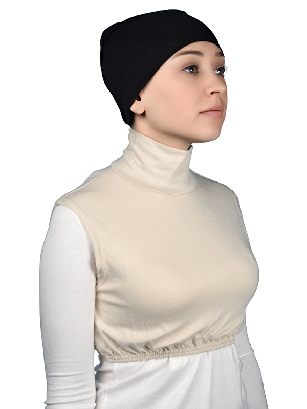 Altobeh Sıfır Kol Balıkçı Yaka Tam Boğazlı Elastanlı Penye Kadın Yarım Body