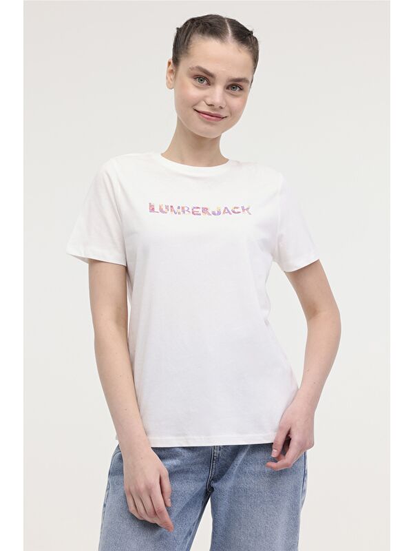 Lumberjack WL VENUS 11MD1052 4FX Ekru Kadın Kısa Kol T-Shirt