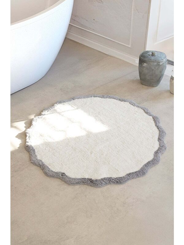 İrya Scallop Yuvarlak Banyo Paspası Bambu 90x90 Gri
