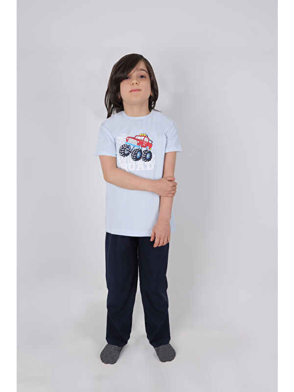 Koza İç Giyim Erkek Çocuk Pamuklu Kısa Kollu Baskılı Pijama Takımı