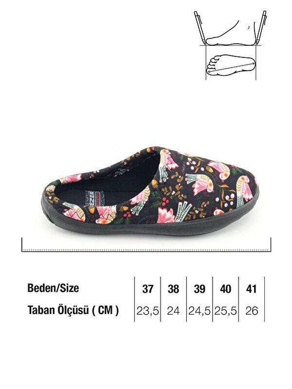 Gezer Kahverengi Gezer Kışlık Pu Kadın Rahat Taban Desenli Ev Bahçe Gondol Terlik