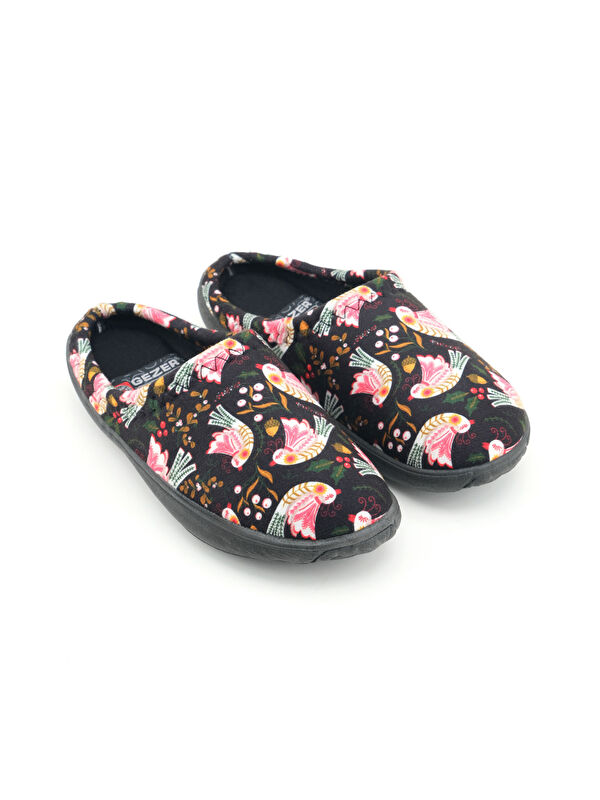 Gezer Kahverengi Gezer Kışlık Pu Kadın Rahat Taban Desenli Ev Bahçe Gondol Terlik