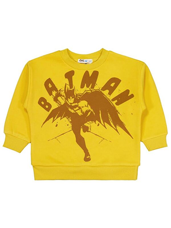 Batman Karartma Baskılı 2-5 Yaş Sweatshirt - Sarı 4-5 Yaş