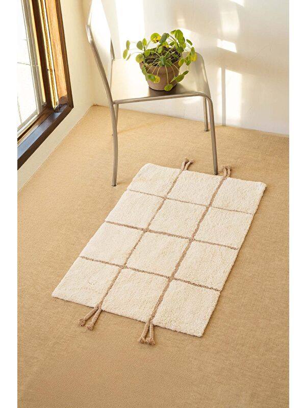 İrya Elani Tekli Banyo Paspası %100 Pamuk 50x80 cm Bej