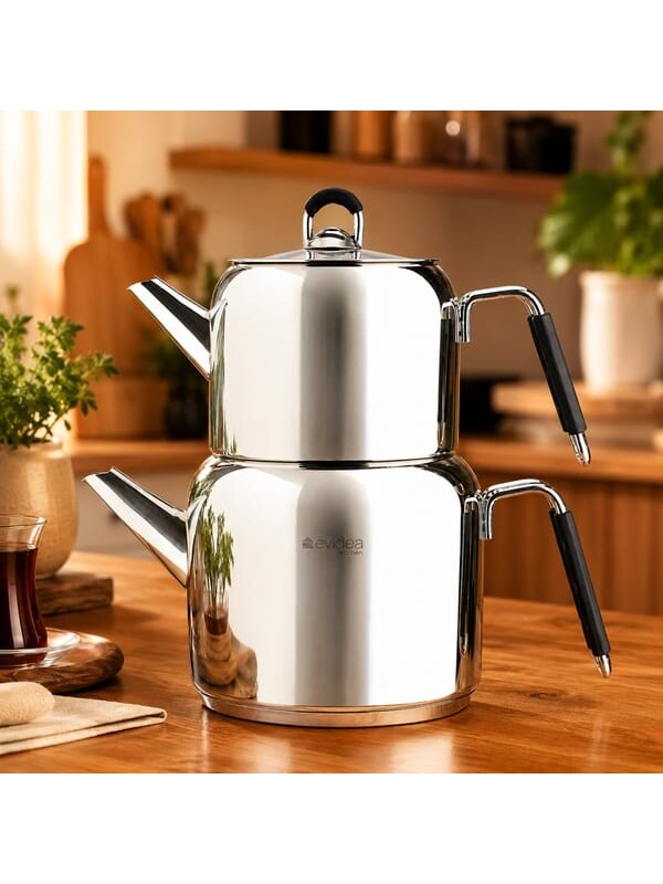 Evidea Kitchen Vetra Çaydanlık - Gri - 2,45 lt + 1,35 lt