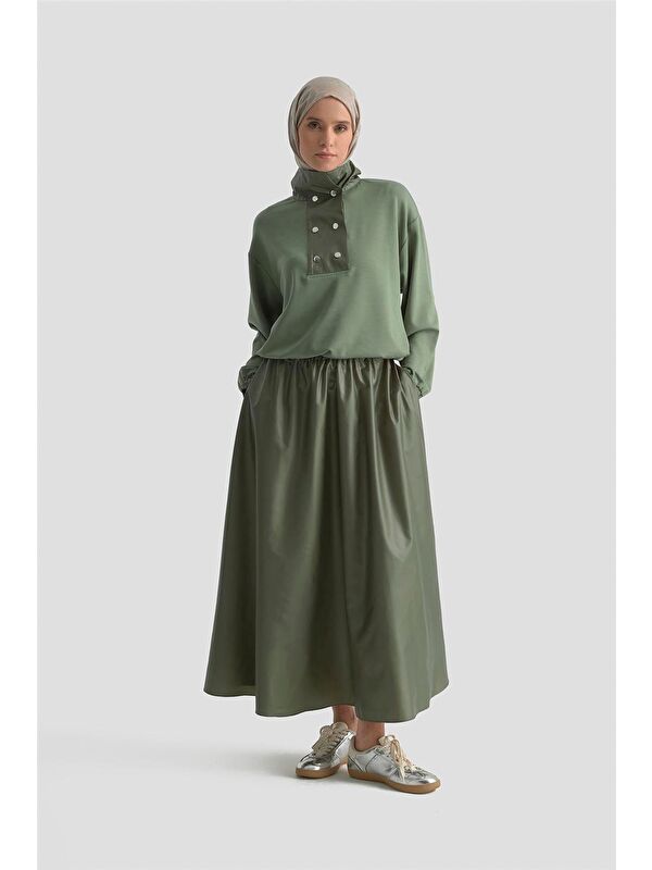 ARMİNE Çıtçıt Detaylı Örme Takım 25Kd4007 Haki