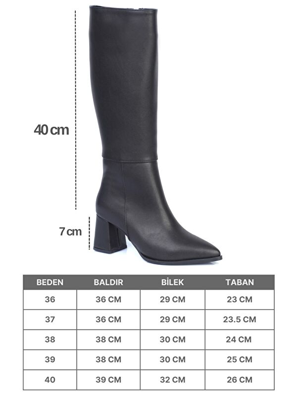 Betti Kadın Siyah Sivri Burun Çizme - Görsel 8
