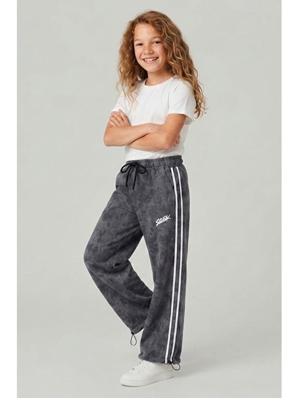 Pina Kids Kız Çocuk Beli İpli Rahat Kesim Paça Ayarlanabilir Lastikli Eşofman Altı ESF7022
