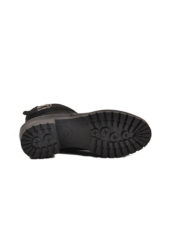 Siyah Nubuk Hakiki Deri Polarlı Kaymaz Kadın Bot 3376K Z - Görsel 6