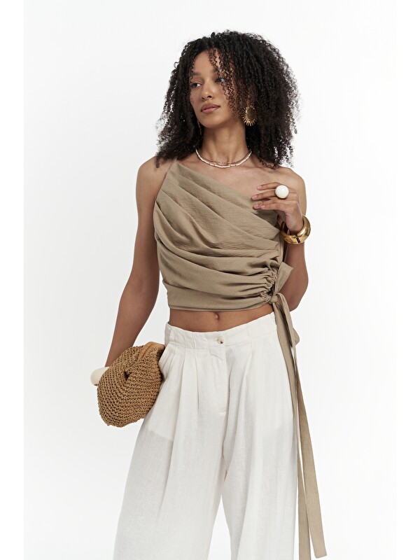 Mai Collection Calista Bağlamalı Vizon Crop